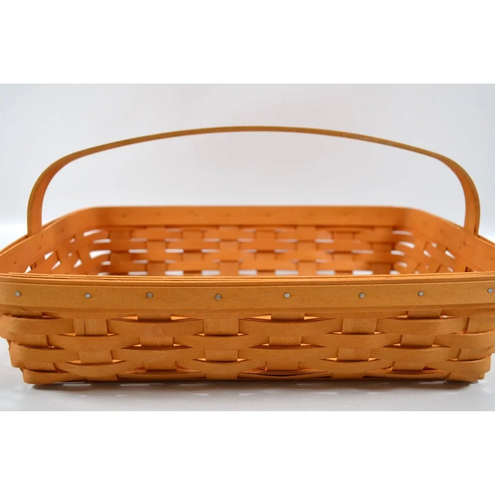 LONGABERGER 2002 Classic Back Porch Basket w/ 2 Protectors & Cloth Liner 13x9.5